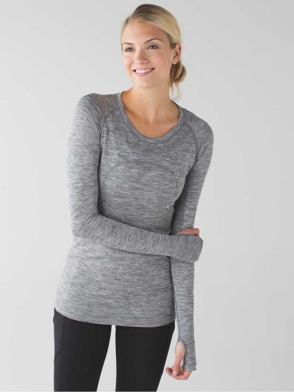 Lululemon Heathered Slate Swiftly Tech Long Sleeve Crew Neck Tee Size 12